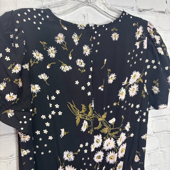 Madewell Puff-Sleeve Wrap-Front Midi Dress in Polka Daisies Size 4 - Picture 8 of 8